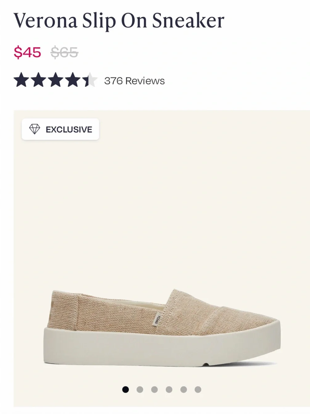 TOMS Verona Slip-On Casual Shoes in Tan and White